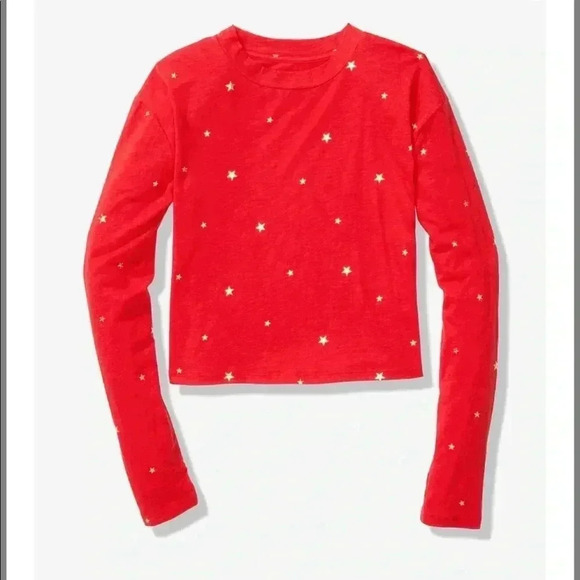 🆕PINK EVERYDAY LONG SLEEVE STARS CROPPED TEE L🆕 - Picture 2 of 4